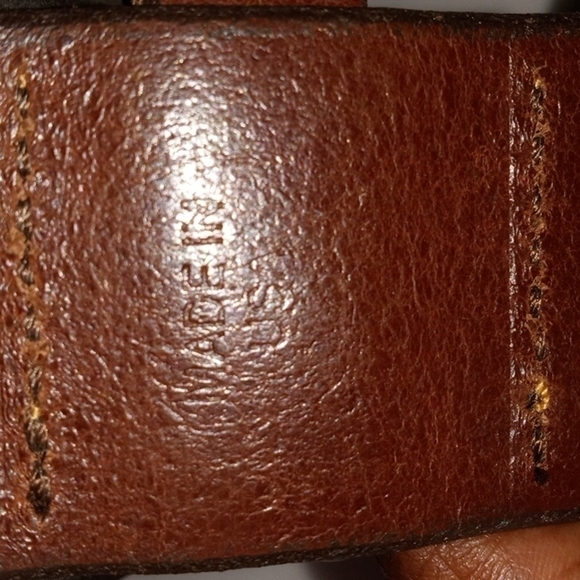 Leather Belt, 42  "Brown  with stitching, preowned - Picture 3 of 5